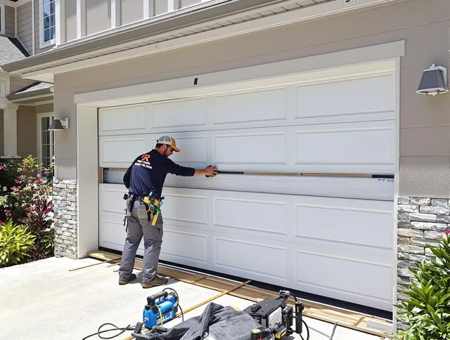 Sagamore Hills Garage Door Repair team performing complete garage door replacement at Sagamore Hills residence
