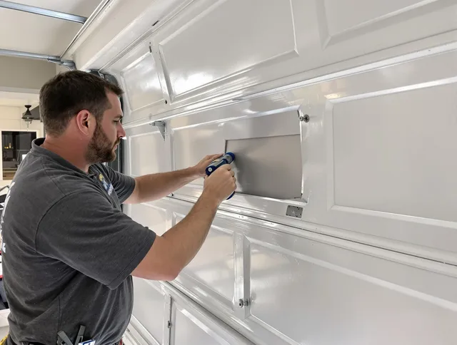 Garage door panel repair by Sagamore Hills Garage Door Repair in Sagamore Hills
